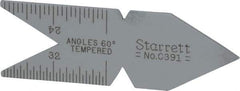 Starrett - 60° Angle, Satin Chrome Coated Steel Center Gage - 1/32 to 1/14 Inch Graduation - All Tool & Supply