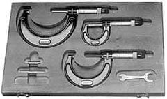 Starrett - 6 to 12" Range, 6 Piece Mechanical Outside Micrometer Set - 0.001" Graduation, Ratchet Stop Thimble, Steel Face - All Tool & Supply