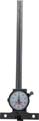 Starrett - 0 to 6 Inch Range, Stainless Steel, White Dial Depth Gage - 0.001 Inch Graduation, 0.001 Inch Accuracy, 2-3/4 Inch Base Measuring Length - All Tool & Supply