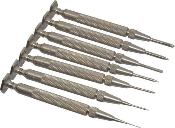 Starrett - 7 Piece Phillips & Slotted Screwdriver Set - Round Shank, Blade Sizes: Length 5/8, Bit Sizes: Philips #0 - All Tool & Supply