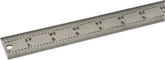 Starrett - 48" Long, 1/64, 1/32, 1/16, 1/8" Graduation, Rigid Spring Steel Rule - 4R Graduation Style, 1-1/4" Wide, Silver, Satin Chrome Finish - All Tool & Supply