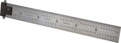 Starrett - 6" Long, 1/64, 1/32, 1/16, 1/8" Graduation, Rigid Spring Steel Rule - 4R Graduation Style, 3/4" Wide, Silver - All Tool & Supply