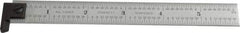 Starrett - 6" Long, 1/64, 1/32, 1/16, 1/8" Graduation, Rigid Spring Steel Rule - 4R Graduation Style, 3/4" Wide, Silver, Satin Chrome Finish - All Tool & Supply