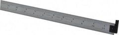 Starrett - 12" Long, 1/64, 1/32, 1/16, 1/8" Graduation, Rigid Spring Steel Rule - 4R Graduation Style, 1" Wide, Silver, Satin Chrome Finish - All Tool & Supply