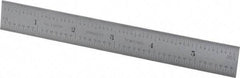 Starrett - 6" Long, 1/100, 1/64, 1/32, 1/16" Graduation, Rigid Spring Steel Rule - 7R Graduation Style, 3/4" Wide, Silver, Satin Chrome Finish - All Tool & Supply