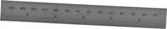 Starrett - 5-3/4" Long, 1/64, 1/32" and 0.5, 1mm Graduation, Rigid Spring Steel Rule - English/Metric Graduation Style, 3/4" Wide, Silver, Satin Chrome Finish - All Tool & Supply