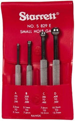 Starrett - 1/8 to 1/2 Inch Measurement, Small Hole Gage Set - 2-7/8, 3, 3-3/8 and 3-1/2 Inch Long, Full Ball, Includes Case - All Tool & Supply