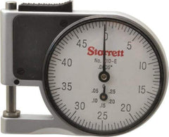 Starrett - 0 to 3/8 Inch Measurement, 0.0005 Inch Graduation, 1/2 Inch Throat Depth, Dial Thickness Gage - 1-5/8 Inch Dial Diameter - All Tool & Supply