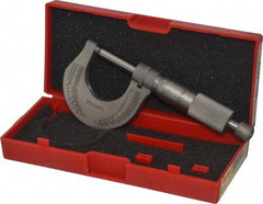 Starrett - 0 to 1" Range, 0.0001" Graduation, Mechanical Outside Micrometer - Ratchet Stop Thimble, Accurate to 0.00005" - All Tool & Supply