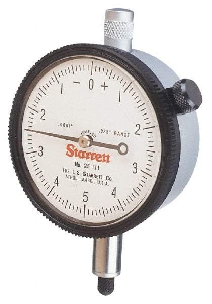 Starrett - 5" Range, 0-100 Dial Reading, 0.001" Graduation Dial Drop Indicator - 3-5/8" Dial, 0.1" Range per Revolution - All Tool & Supply