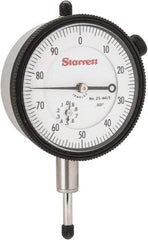 Starrett - 1/2" Range, 0-100 Dial Reading, 0.001" Graduation Dial Drop Indicator - 2-1/4" Dial, 0.1" Range per Revolution, Revolution Counter - All Tool & Supply