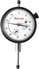 Starrett - 1" Range, 0-50 Dial Reading, 0.0005" Graduation Dial Drop Indicator - 2-1/4" Dial, 0.05" Range per Revolution, Revolution Counter - All Tool & Supply