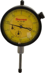 Starrett - 25mm Range, 0-100 Dial Reading, 0.01mm Graduation Dial Drop Indicator - 2-1/4" Dial, 1mm Range per Revolution, Revolution Counter - All Tool & Supply