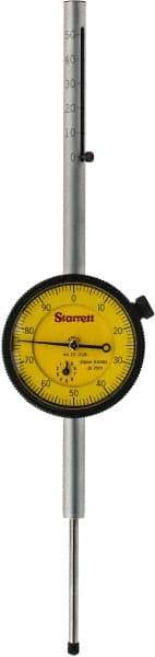 Starrett - 50mm Range, 0-100 Dial Reading, 0.01mm Graduation Dial Drop Indicator - 2-1/4" Dial, 0.0394" Range per Revolution, Revolution Counter - All Tool & Supply