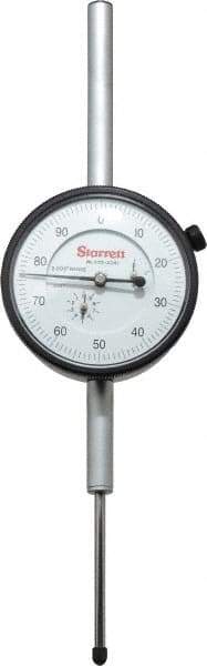 Starrett - 2" Range, 0-100 Dial Reading, 0.001" Graduation Dial Drop Indicator - 2-3/4" Dial, 0.1" Range per Revolution - All Tool & Supply