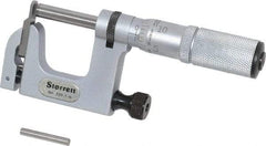 Starrett - 0 to 1 Inch Range, Carbide Face, Satin Chrome Coated, Mechanical Multi Anvil Micrometer - Friction Thimble, 0.001 Inch Graduation, 0.0002 Inch Accuracy - All Tool & Supply