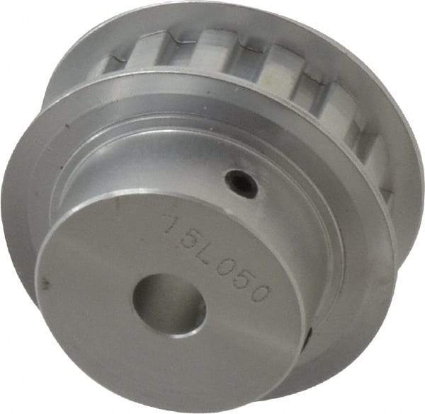 Power Drive - 15 Tooth, 3/8" Inside x 1.76" Outside Diam, Hub & Flange Timing Belt Pulley - 1/2" Belt Width, 1.79" Pitch Diam, 0.719" Face Width, Aluminum - All Tool & Supply