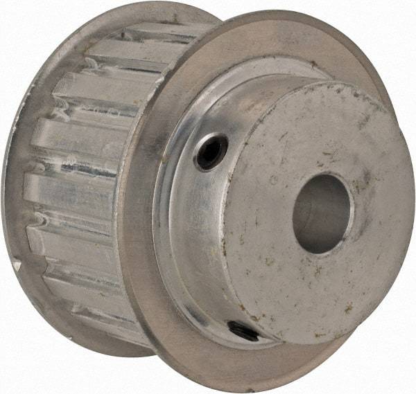 Power Drive - 19 Tooth, 1/2" Inside x 2.238" Outside Diam, Hub & Flange Timing Belt Pulley - 1" Belt Width, 2.268" Pitch Diam, 1-1/4" Face Width, Aluminum - All Tool & Supply