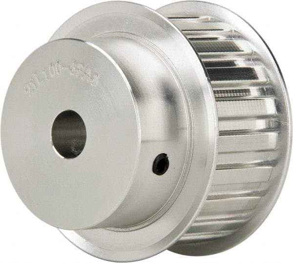 Power Drive - 21 Tooth, 1/2" Inside x 2.477" Outside Diam, Hub & Flange Timing Belt Pulley - 1" Belt Width, 2.507" Pitch Diam, 1-1/4" Face Width, Aluminum - All Tool & Supply