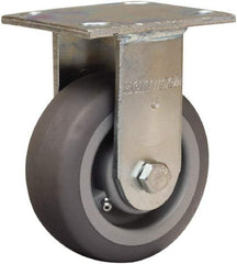 Hamilton - 5" Diam x 2" Wide x 7" OAH Top Plate Mount Rigid Caster - Rubber Mold on Polyolefin, 350 Lb Capacity, Straight Roller Bearing, 4 x 4-1/2" Plate - All Tool & Supply