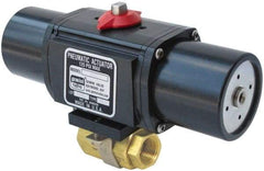 Gemini Valve - 1" Pipe, 720 psi WOG Rating Brass Pneumatic Spring Return with Solenoid Actuated Ball Valve - Reinforced PTFE Seal, Standard Port, Threaded (NPT) End Connection - All Tool & Supply