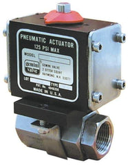 Gemini Valve - 3/8" Pipe, 720 psi WOG Rating Stainless Steel Pneumatic Double Acting with Solenoid Actuated Ball Valve - Reinforced PTFE Seal, Full Port, Threaded (NPT) End Connection - All Tool & Supply