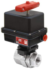 Gemini Valve - 1-1/2" Pipe, 720 psi WOG Rating Brass Electric Actuated Ball Valve - Reinforced PTFE Seal, Standard Port, Threaded (NPT) End Connection - All Tool & Supply