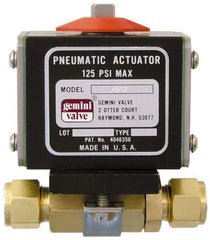 Gemini Valve - 3/8" Pipe, 1,000 psi WOG Rating Brass Pneumatic Double Acting with Solenoid Actuated Ball Valve - Reinforced PTFE Seal, Full Port, TYLOK (Compression) End Connection - All Tool & Supply