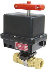 Gemini Valve - 1/4" Pipe, 1,000 psi WOG Rating Brass Electric Actuated Ball Valve - Reinforced PTFE Seal, Full Port, TYLOK (Compression) End Connection - All Tool & Supply