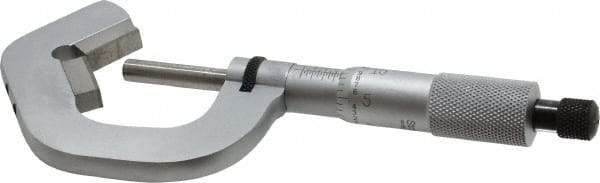 Starrett - 0.078 to 1 Inch Measurement, 0.0001 Inch Graduation, 5 Flutes Measured, Ratchet Stop Thimble, Mechanical V Anvil Micrometer - Satin Chrome Finish, Carbide - All Tool & Supply