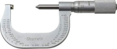 Starrett - 1 to 2" Range, Mechanical Screw Thread Micrometer - Plain Thimble, 0.001" Graduation, 0.004mm Accuracy - All Tool & Supply