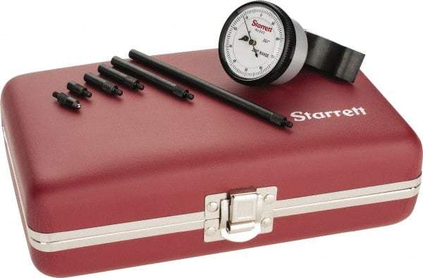 Starrett - 0 to 8.6 Inch Range, Steel, White Dial Depth Gage - 0.001 Inch Graduation, 2-1/2 Inch Base Measuring Length - All Tool & Supply