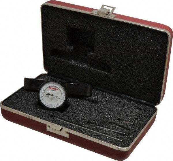 Starrett - 0 to 8.6 Inch Range, Steel, White Dial Depth Gage - 0.001 Inch Graduation, 4 Inch Base Measuring Length - All Tool & Supply