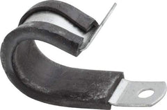 Made in USA - 3/4" Pipe, 3/4" Rod, Cushion Clamp - Gray & Black, Galvanized Steel & EPDM Cushion - All Tool & Supply