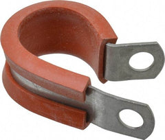 Made in USA - 3/4" Pipe, 3/4" Rod, Cushion Clamp - Gray & Red, Galvanized Steel & Silcone Cushion - All Tool & Supply