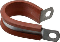 Made in USA - 1" Pipe, 1" Rod, Cushion Clamp - Gray & Red, Galvanized Steel & Silcone Cushion - All Tool & Supply