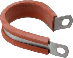 Made in USA - 1-1/4" Pipe, 1-1/4" Rod, Cushion Clamp - Gray & Red, Galvanized Steel & Silcone Cushion - All Tool & Supply