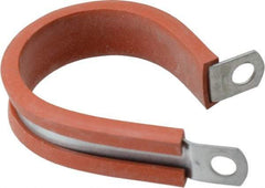 Made in USA - 1-1/2" Pipe, 1-1/2" Rod, Cushion Clamp - Gray & Red, Galvanized Steel & Silcone Cushion - All Tool & Supply