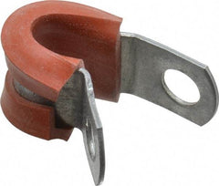 Made in USA - 1/4" Pipe, 1/4" Rod, Cushion Clamp - Gray & Red, Galvanized Steel & Silcone Cushion - All Tool & Supply