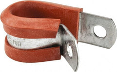 Made in USA - 1/2" Pipe, 1/2" Rod, Cushion Clamp - Gray & Red, Galvanized Steel & Silcone Cushion - All Tool & Supply