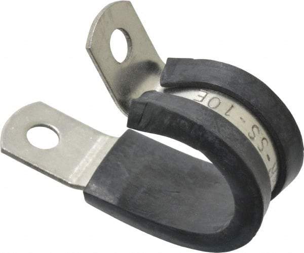 Made in USA - 5/8" Pipe, 5/8" Rod, Cushion Clamp - Gray & Black, Grade 304 Stainless Steel & EPDM Cushion - All Tool & Supply