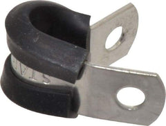 Made in USA - 1/4" Pipe, 1/4" Rod, Cushion Clamp - Gray & Black, Grade 304 Stainless Steel & EPDM Cushion - All Tool & Supply