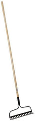 PRO-SOURCE - Bow Rake with 54" Straight Wood Handle - 14-11/16" Blade Width, 15 Tines, 2-1/2" Tine Length - All Tool & Supply