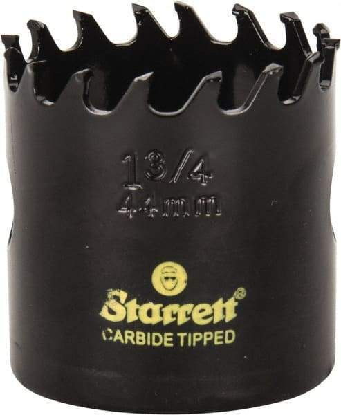 Starrett - 1-3/4" Diam, 1-5/8" Cutting Depth, Hole Saw - Carbide-Tipped Saw, Toothed Edge - All Tool & Supply