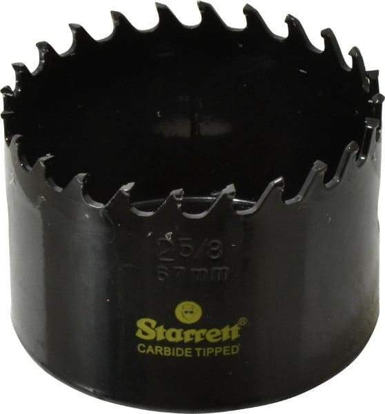 Starrett - 2-5/8" Diam, 1-5/8" Cutting Depth, Hole Saw - Carbide-Tipped Saw, Toothed Edge - All Tool & Supply