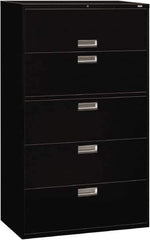 Hon - 42" Wide x 67" High x 19-1/4" Deep, 5 Drawer Roll-Out, Roll-Out Posting - Steel, Black - All Tool & Supply