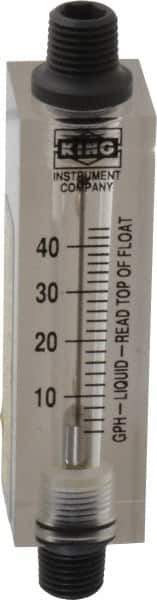 King - 1/4" FNPT Port Block Style, Inline Flowmeter - 100 Max psi, 44 GPH, Acrylic - All Tool & Supply