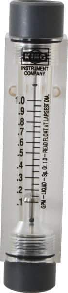 King - 1/2" FNPT Port Block Style, Inline Flowmeter - 100 Max psi, 1 GPM, Acrylic - All Tool & Supply