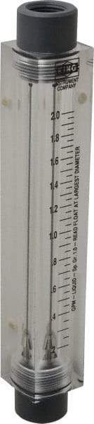 King - 1/2" FNPT Port Block Style, Inline Flowmeter - 100 Max psi, 2 GPM, Acrylic - All Tool & Supply