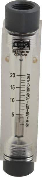 King - 1/2" FNPT Port Block Style, Inline Flowmeter - 125 Max psi, 20 SCFM, Acrylic - All Tool & Supply